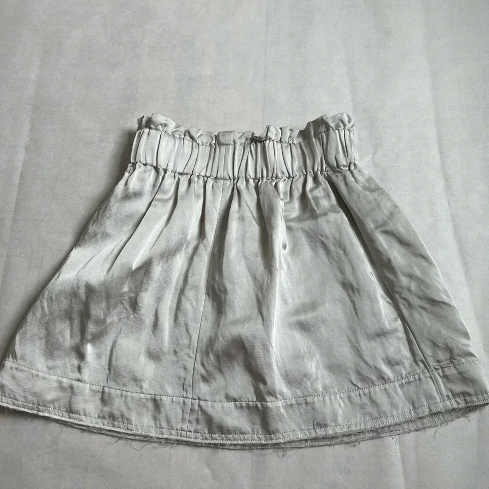Cos Linen Blend Grey Mini Skirt with Pockets Size US 4 Minimalist Preppy Casual